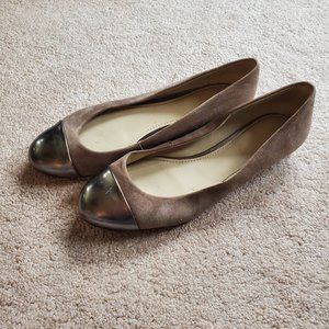 Beige bronze ballet flats